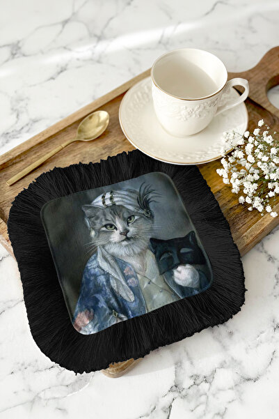 Evimde Bambaşka Șervețel de prezentare cu franjuri, stil vintage, cu portret ...