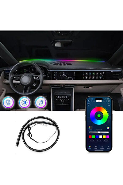 OEM Bandă LED ambientală auto de 150 cm – Control prin aplicație, lumină dina...