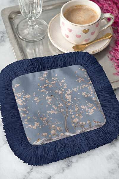 Evimde Bambaşka Șervețel de prezentare elegant cu franjuri și motive florale ...