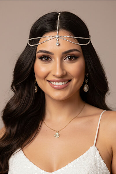 Happyline After parti alınlık saç aksesuarı doğum günü gelin tacı gümüş kapla...