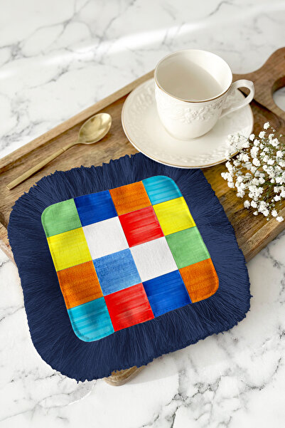 Evimde Bambaşka Colorful Patchwork Fringed Presentation Placemat Tissue - Mod...