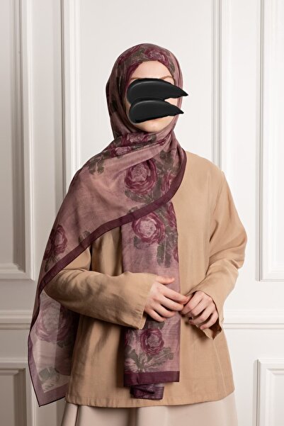 Lemaye Antik Gül Desenli Pamuk Şal - Gül Kurusu