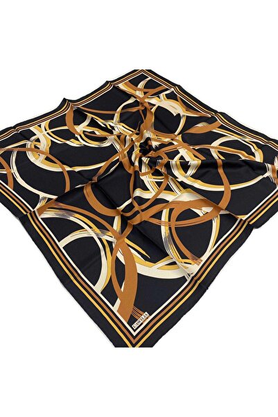 LAWILIA Eșarfă din mătase Tivil cu model cerc verde apă neagră IST 29020 - 34