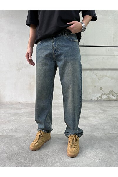 DIFRANSEL JEANS Men's Baggy Fit Blue Washed Jeans