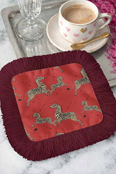 Evimde Bambaşka منديل زينة بنمط حمار وحشي مزخرف بشرّابات - منديل بتصميم أفريق...