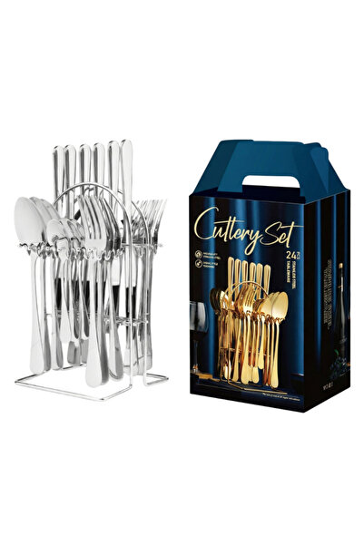 Genaric 24-Piece Spoon Set with Silver Stand 13x24cm