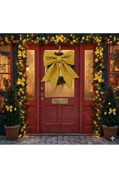 Lal Decor cu fundă roșie cu sclipici, brad de Crăciun, Ziua Îndrăgostiților, ...