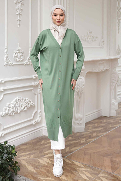 İmajButik Green Cold Yarn Knitwear Cardigan