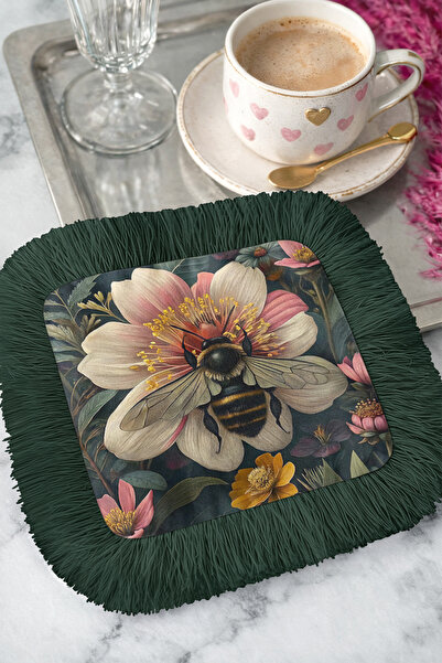 Evimde Bambaşka Πολυτελής φλοράλ χαρτοπετσέτα παρουσίασης με κρόσσια σε σχήμα...