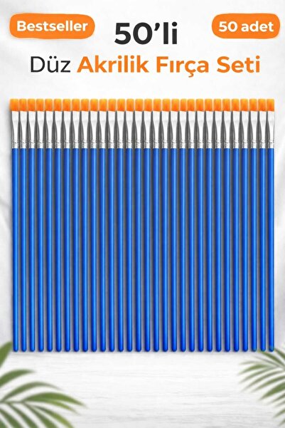 kendinyaphobi Набір плоских акрилових пензлів 50 – ергономічна синя ручка, мі...