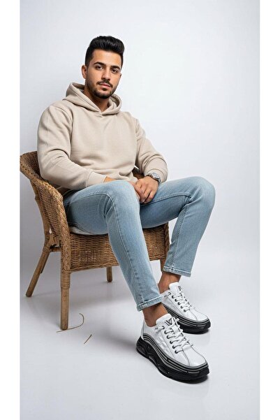 Voyager 6900 Бели мъжки кожени ежедневни маратонки