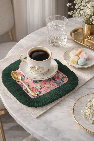 Evimde Bambaşka Πολυτελές Μαντηλάκι Παρουσίασης με Κρόσσια σε Στυλ Κήπου με Λ...