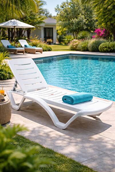 Alezy 2537 4 Kademeli Plaj Şezlongu Plastik