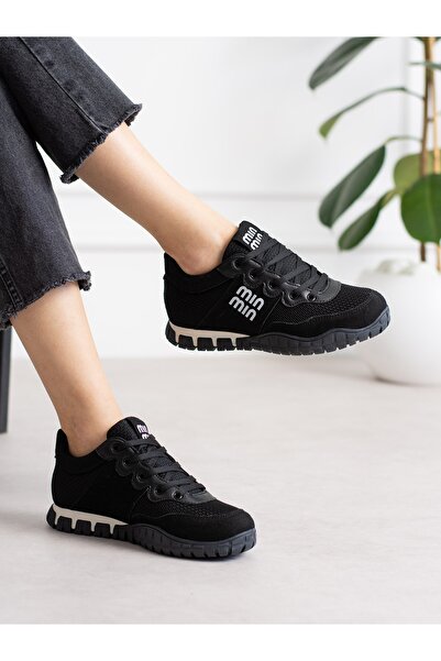 ALEMDAR AYAKKABI Selmora Black Lace-Up Women's Sneakers