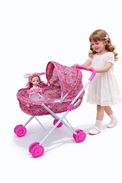 Hello Kitty Baby Stroller Set - Cute Baby Stroller with Pink Foldable Strolle...