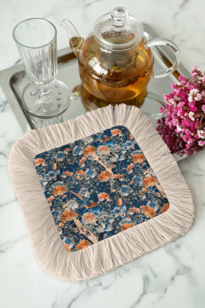 Evimde Bambaşka Șervețel de prezentare cu franjuri, cu tematică de grădină fl...