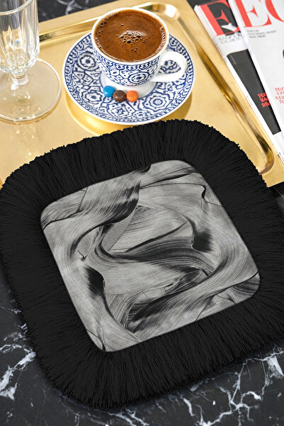 Evimde Bambaşka Κομψή μαύρη χαρτοπετσέτα με υφή βούρτσας και διακοσμητικά κρό...