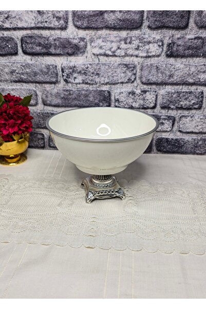 SEÇKİNEV Pisa Deep Kase River Footed Bowl Silver 26cm