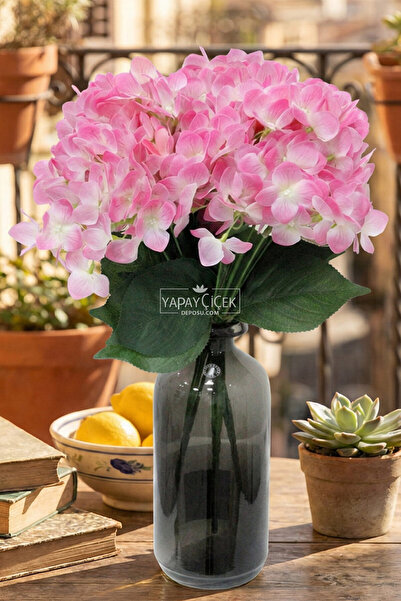 Yapay Çiçek Deposu Artificial Flower 5 Branches Wet Cornales Veined Hydrangea...