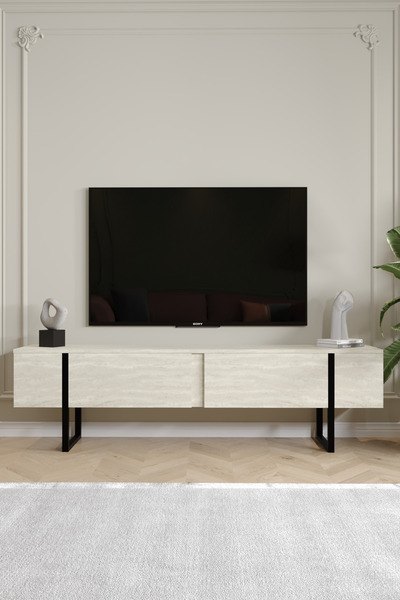 AYMOBSAN Serenity Metal Ayaklı Tv Ünitesi 180 cm - Atlantik Çam