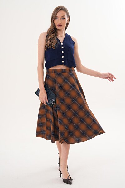 ŞİMAL Γυναικεία μακριά φούστα καμπάνα με σχέδια 260313