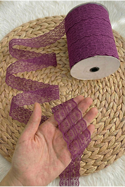 ZEYMERADE 10 Meters Double Layered Lace Ribbon with Plum Scallop, Bundle Enga...