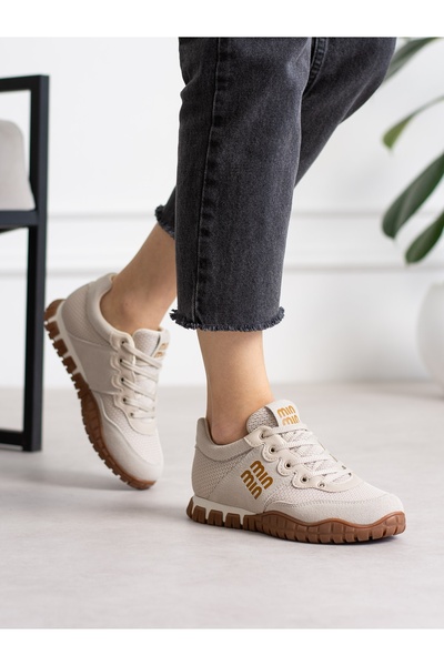 ALEMDAR AYAKKABI Selmora Cream Lace-Up Women's Sneakers
