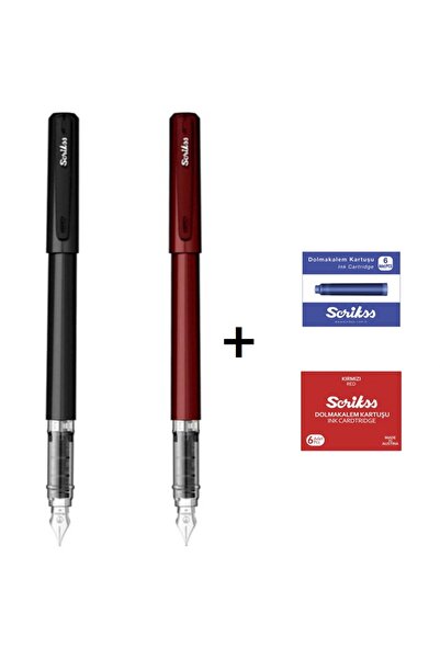 Scrikss Primeo Siyah , Bordo Kalem & Mavi , Kırmızı Kartuş Seti