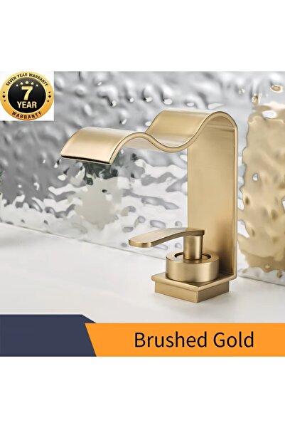 OEM Banyo Lavabo Bataryası Yeni Kalp Model Şelale Mat Gold Renk 7 Yıl Garanti...
