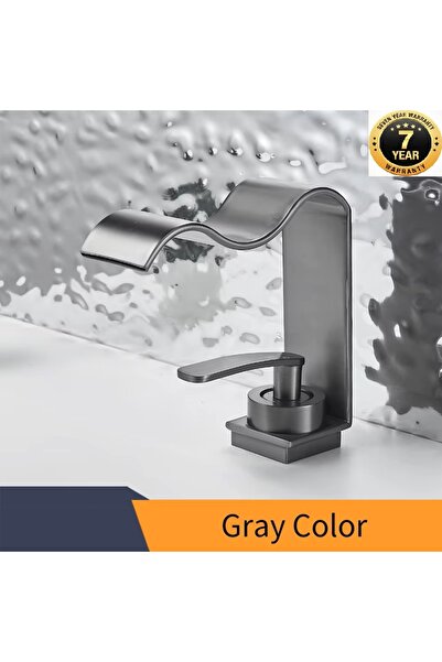 OEM Banyo Lavabo Bataryası Yeni Kalp Model Şelale Antrasit Renk 7 Yıl Garanti...