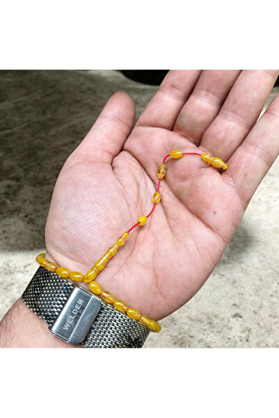 İnan Tesbih Wrist Length Arpa Cut Crimped Amber Moire Model Stress Prayer Beads