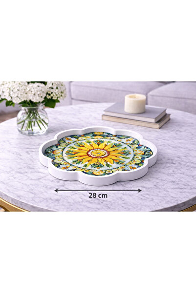 Zucci Home 28 cm Patterned Small Glass Decorative Tray |   Mediterranean Bree...