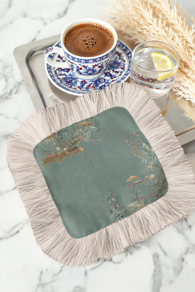 Evimde Bambaşka Китайска градина мотив пискюл представяне салфетка - пастелно...