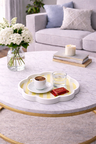 Zucci Home 28 cm Patterned Small Glass Decorative Tray |   Mediterranean Bree...