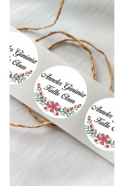 Piksel Grafik Mother's Day Floral Pink Sticker - 24 Pieces Decoration, Gift, ...