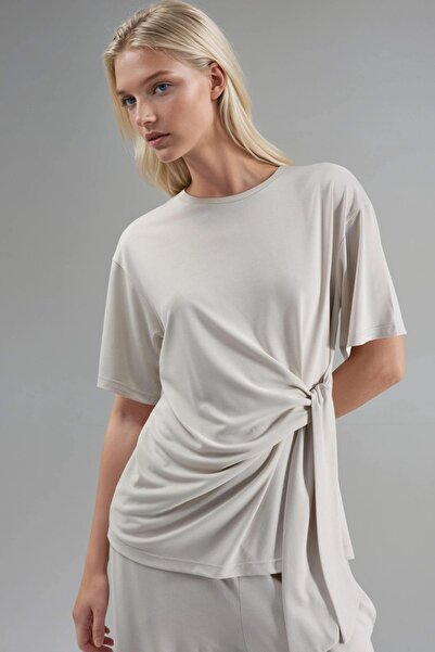 Hiccup BUSEM Modal blouse with loose fit, round neckline and drawstring detail