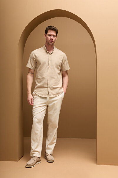 Fulla Moda Kupite Na vezivanje Lan Look pantalone