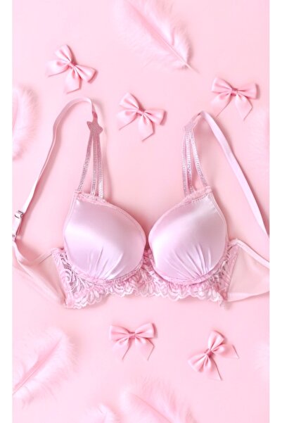 Karteks Pudra Pembe Taşlı Sütyen Takımı