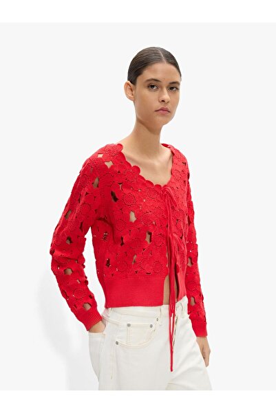 PARFOIS Kadın Çiçek Desenli Kroşe Hırka