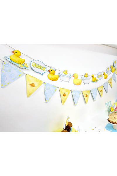 Flu Party راية مثلثة الشكل بتصميم بطة مطاطية لطيفة