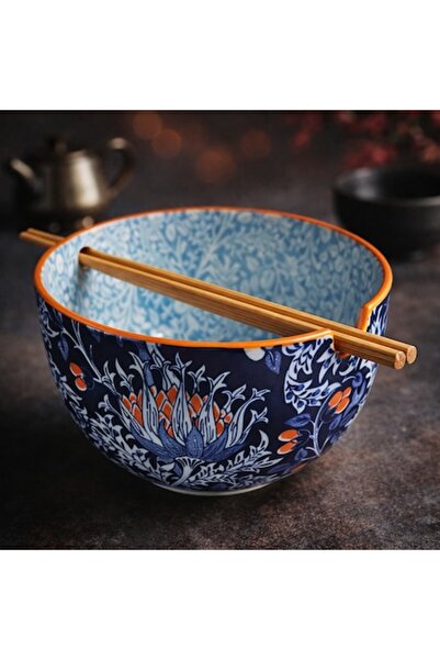 ANTBRO Asian porcelain bowl 720 ml Antbro®, blue chopsticks, premium Japanese...