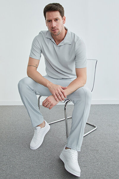 Fulla Moda Elastic Waist Ribbed Cotton Trousers