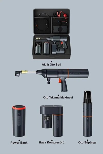 EN SİGA Kablosuz Araç Bakım Seti 5’i 1 Arada Hava Pompası Akü Takviye Kompres...