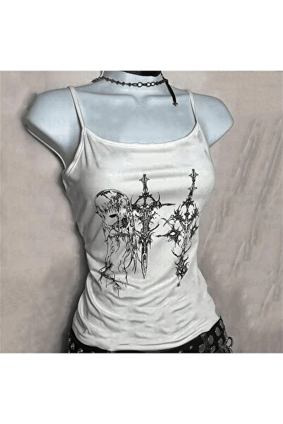 İsra Ayyıldız Moonstar Collection Beyaz Gotik Anime Sword Y2K Harajuku Askılı...