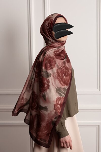 Lemaye Bulut Gülleri Desenli Soft Şal - Bordo