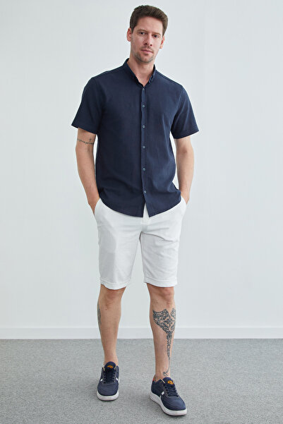 Fulla Moda Σορτς με δεμένη μέση, τσέπες και διπλό ρεβέρ