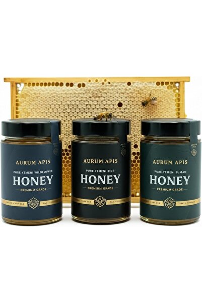 Aurum Apis علبة هدايا عسل يمني - عسل سدر، وسمر، وزهور برية أصلي | 100% (عبوة ...