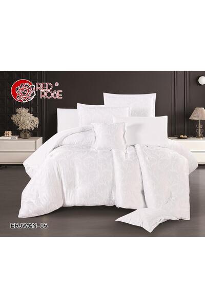 REDROSE COLOR King size double bed sheet set in microfiber, 8 pieces - 240*260
