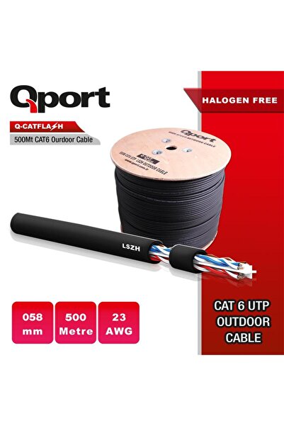 Universal كابل QPORT Q-CATFLASH 500 متر LSZH CAT6 خارجي 23AWG 0.58 مم مقاوم ل...