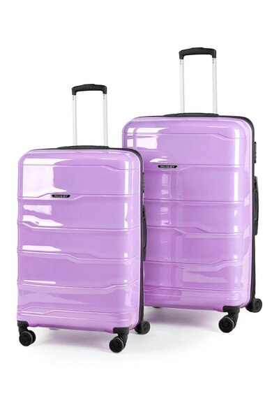 POLO&SKY Azra Model Lila Renk PP Kırılmaz 2'li Orta + Büyük Boy Valiz Seti